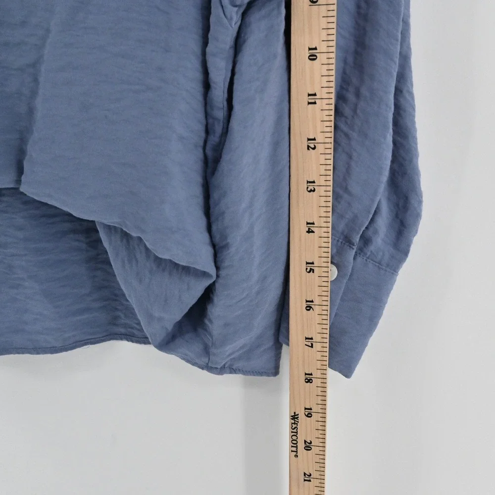 Anthropologie Dylon Long-Sleeve Wide-Placket Top Womens Size XS Blue Boho Drapey